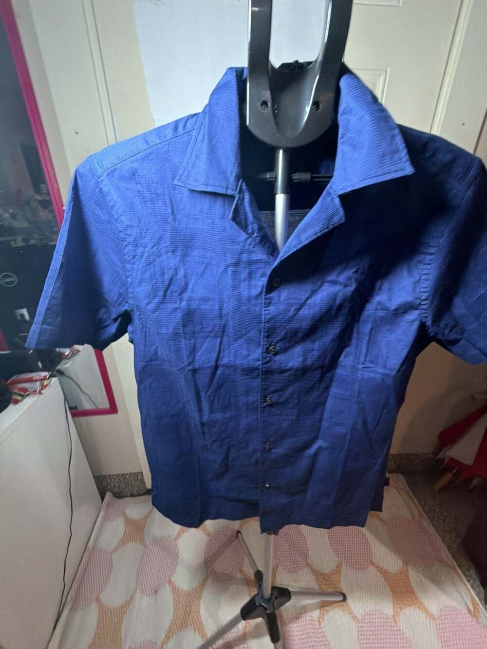 Ted Baker London Textured Camp Shirt Midnight Sail Size Small - Picture 4 of 6